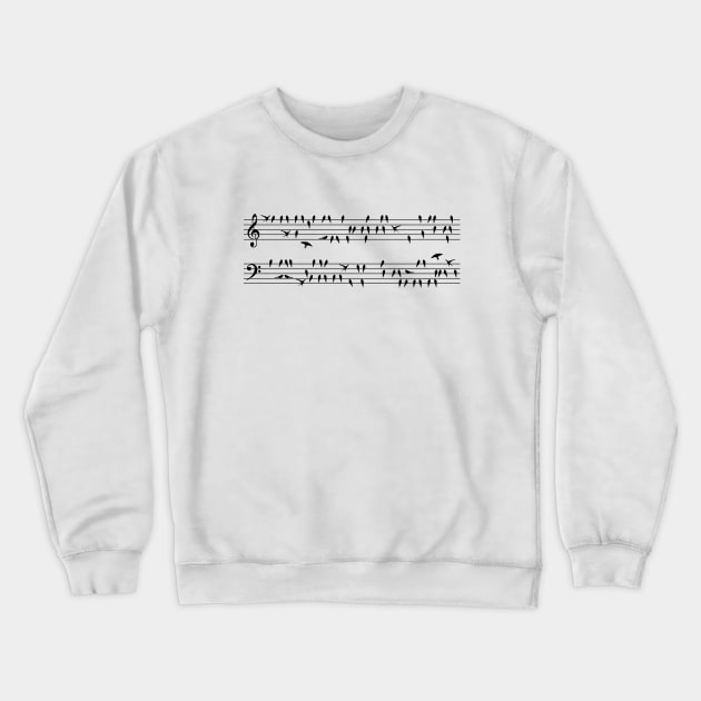 Musical Birds on a Wire Crewneck Sweatshirt by BinChickenBaby